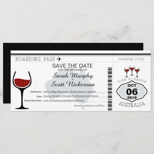 Australië die Pass instapt sparen de Datum Save The Date (Voorkant / Achterkant)