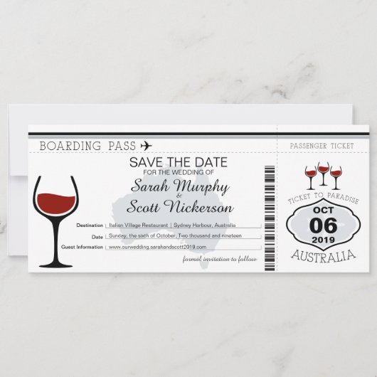 Australië die Pass instapt sparen de Datum Save The Date (Voorkant)