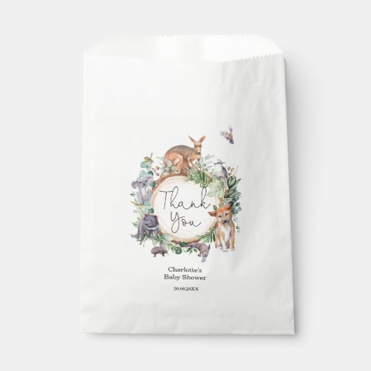 Australië Dieren Rustieke Wildlife Eucalyptus Baby Bedankzakje (Voorkant)