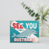 Australië Dolphin - Retro Vintage Travel Briefkaart (Staand voorkant)