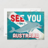 Australië Dolphin - Retro Vintage Travel Briefkaart (Voorkant / Achterkant)