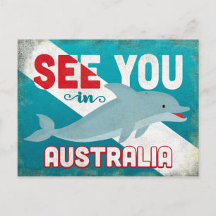 Australië Dolphin - Retro Vintage Travel Briefkaart
