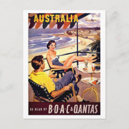 Australië, echtpaar genieten van terras, vintage r briefkaart