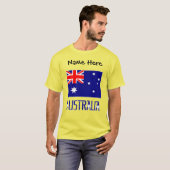 Australië en Australische vlag Zwart gepersonalise T-shirt (Voorkant volledig)