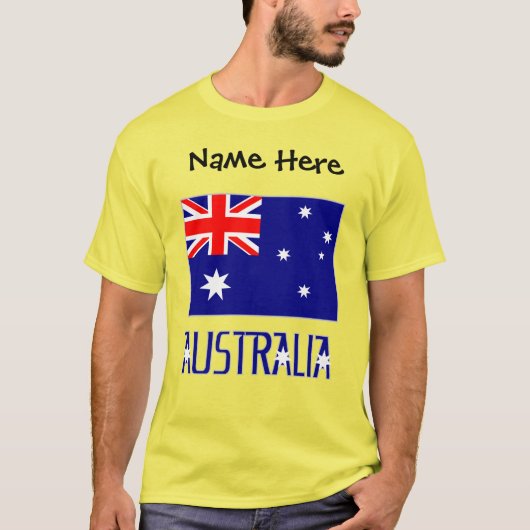 Australië en Australische vlag Zwart gepersonalise T-shirt (Voorkant)