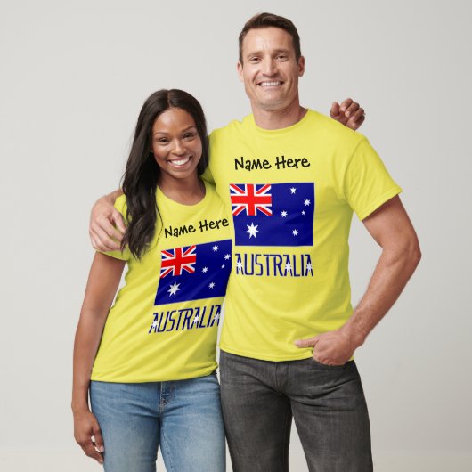 Australië en Australische vlag Zwart gepersonalise T-shirt (Unisex)