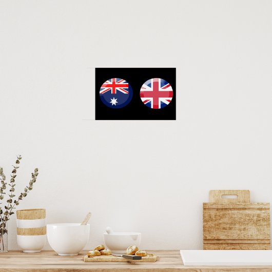 Australië en Britse vlaggen Poster (Keuken)