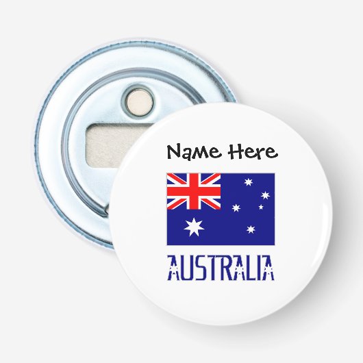 Australië en de Australische vlag Persoonlijk  Button Flesopener (Voorkant)