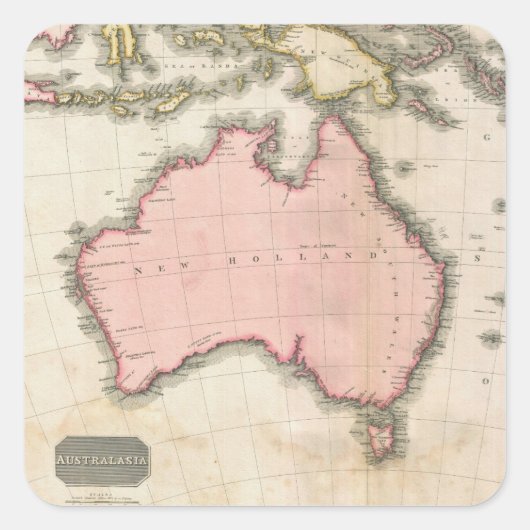 Australië en het zuidwestelijk deel van de Stille  Vierkante Sticker (Voorkant)