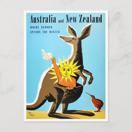 Australië en Nieuw-Zeeland — vintage-reizen Briefkaart (Voorkant)