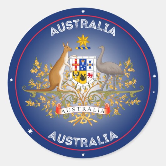 Australië Erfgoed Embleem Ronde Sticker (Voorkant)