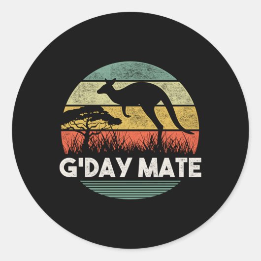 Australië G'Day Mate Kangoeroe Australisch Ronde Sticker (Voorkant)