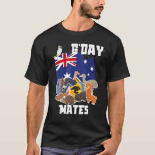 Australië G'Day Mates Funny Animals Vlag Souvenir T-shirt