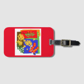 Australië - Golden WATTLE & zaadpeul - Rood Bagagelabel (Voorkant (horizontaal))