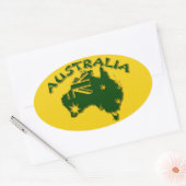 Australië, groen en goud ovale sticker (Envelop)