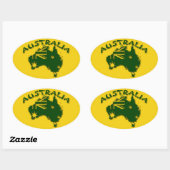 Australië, groen en goud ovale sticker (Vel)