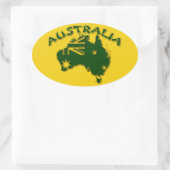 Australië, groen en goud ovale sticker (Tas)
