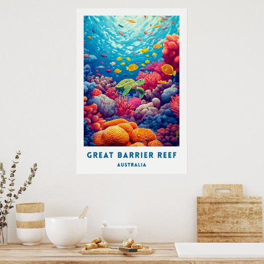 Australië Groot Barriererif Reisposter Poster (Keuken)