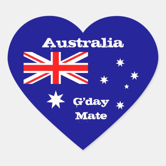 Australië Hart, G'day Mate, Australische vlag Hart Sticker (Voorkant)