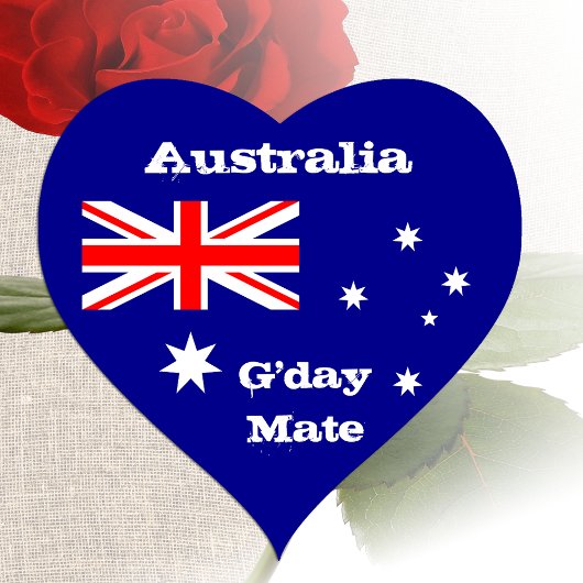 Australië Hart, G'day Mate, Australische vlag Hart Sticker
