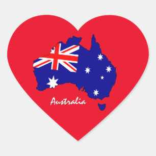 Australië Hart Sticker, Kaart, Australische Vlag Sticker