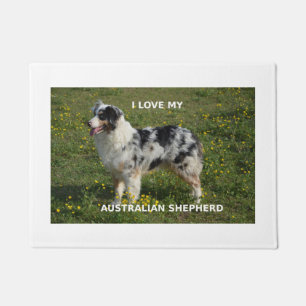 australië herder blauwe merle liefde pic deurmat