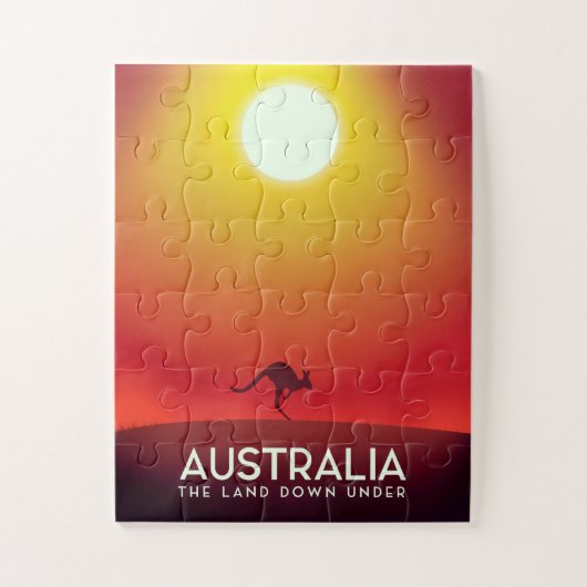 Australië "Het land hier beneden" vakantieprint. Legpuzzel (Verticaal)
