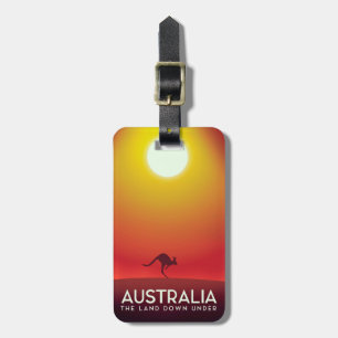 Australië "Het land hieronder" vakantieprint. Bagagelabel