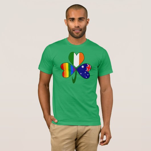 Australië Ierland Gay Pride Shamrock T-shirt (Voorkant volledig)