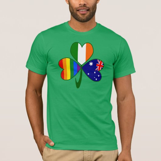 Australië Ierland Gay Pride Shamrock T-shirt (Voorkant)