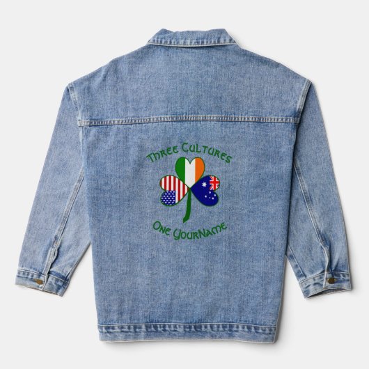 Australië Ierland USA Flags Shamrock Personalized Denim Jacket (Achterkant)