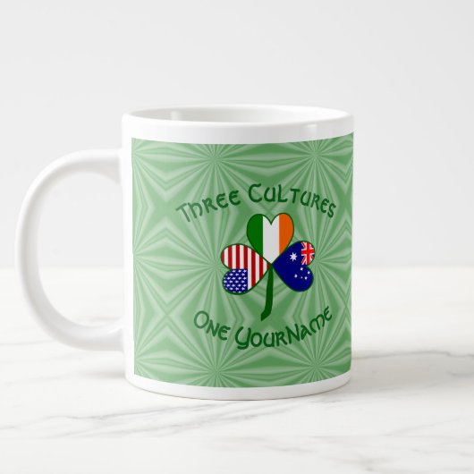 Australië Ierland USA Flags Shamrock Your Nam Espr Grote Koffiekop (Links)