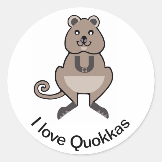 Australië -Ik hou van QUOKKAS - Marsupial - Wildli Ronde Sticker (Voorkant)
