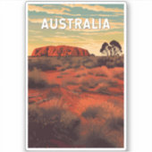 Australië Illustratie Reizen Art Vintage Sticker (Voorkant)