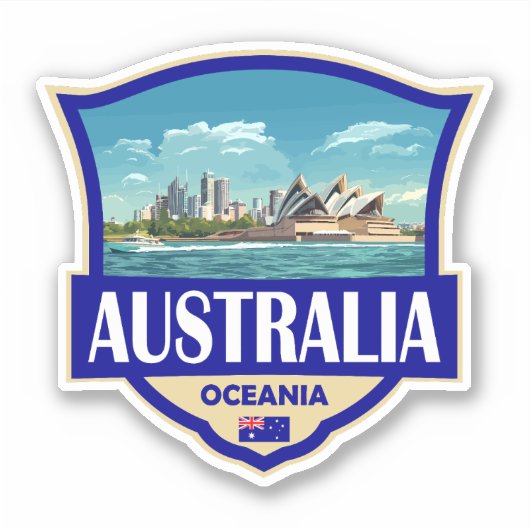 Australië Illustratie Retro Badge Sticker (Voorkant)