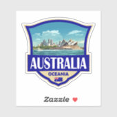 Australië Illustratie Retro Badge Sticker (Vel)