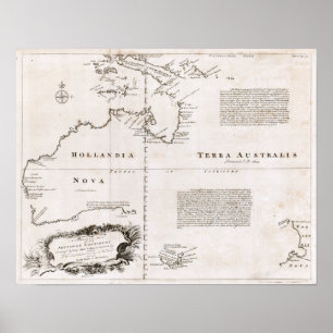 Australië kaart 1744 poster