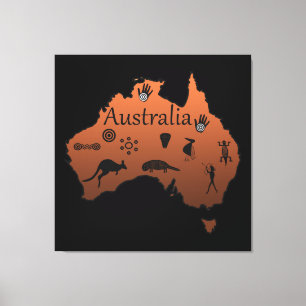 Australië kaart Australisch continent Canvas Afdruk