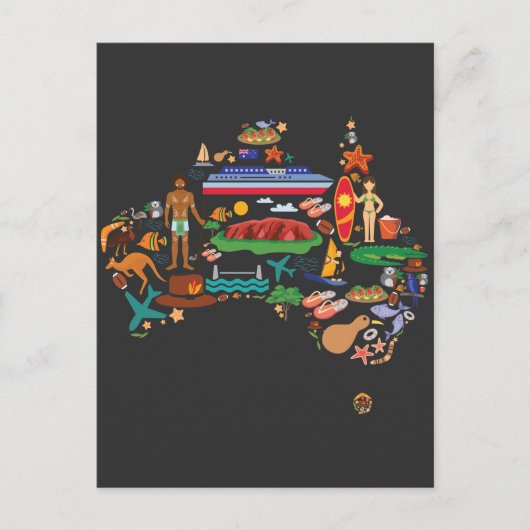 Australië kaart Australische continentale dieren r (Voorkant)