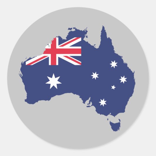 AUSTRALIË KAART EN VLAGBLAUW RONDE STICKER (Voorkant)