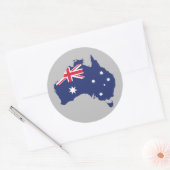 AUSTRALIË KAART EN VLAGBLAUW RONDE STICKER (Envelop)