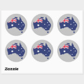 AUSTRALIË KAART EN VLAGBLAUW RONDE STICKER (Vel)