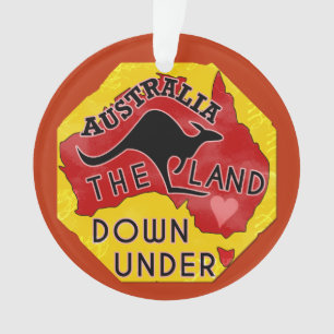 Australië Kaart Land neer onder met Kangaroo Retr Ornament