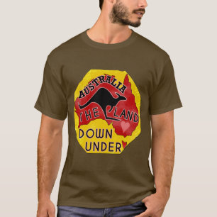 Australië Kaart Land neer onder met Kangaroo Retr T-shirt
