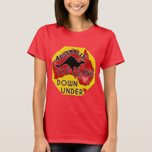 Australië Kaart Land neer onder met Kangaroo Retr T-shirt