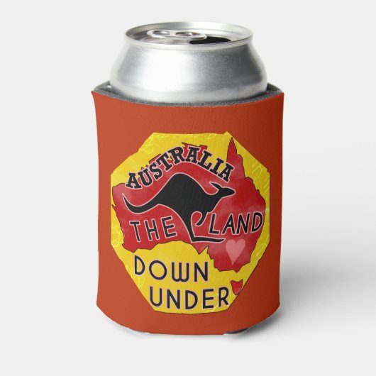 Australië Kaart Land neer onder met Kangaroo Retro Blikjeskoeler (Blikje Achterkant)