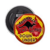 Australië Kaart Land neer onder met Kangaroo Retro Button Flesopener (Voorkant)