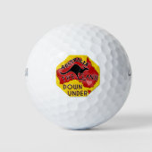 Australië Kaart Land neer onder met Kangaroo Retro Golfballen (Voorkant)