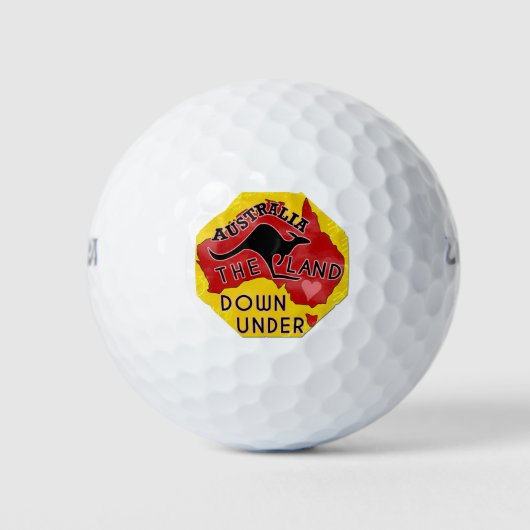 Australië Kaart Land neer onder met Kangaroo Retro Golfballen (Voorkant)