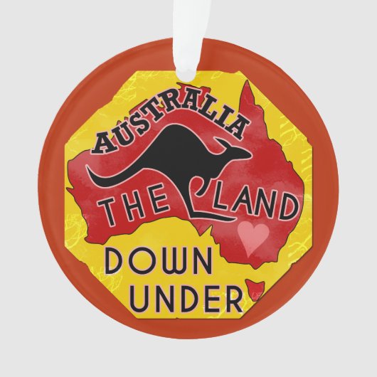 Australië Kaart Land neer onder met Kangaroo Retro Ornament (voorkant)